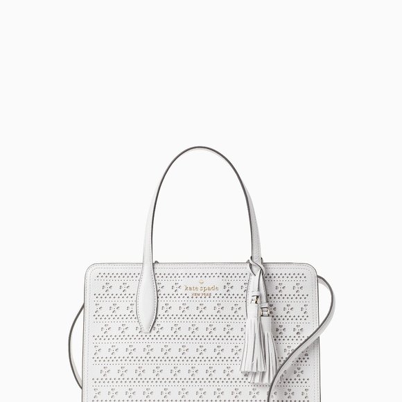 NWT Kate Spade White perf medium top zip satchel - Picture 4 of 4
